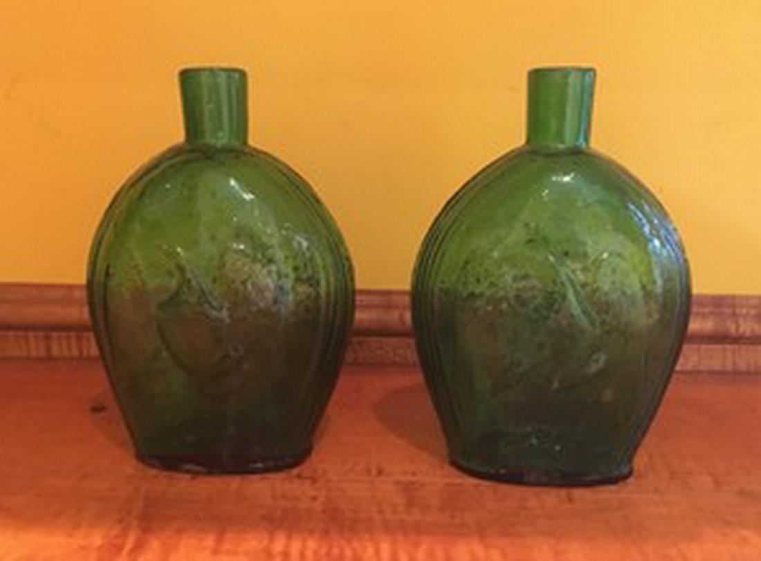 Pair of Green Glass Bitters Bottles (1 of 4)
