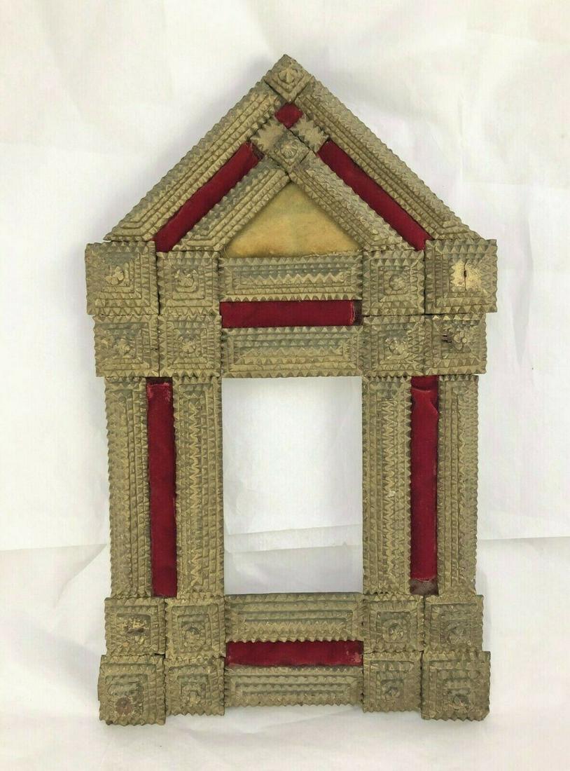 Tramp Art Carved Wood Velvet Altar Frame (1 of 7)