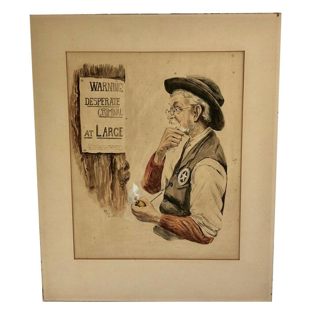 Vintage 1920s American WEST Illustrator Style Sheriff (1 of 4)