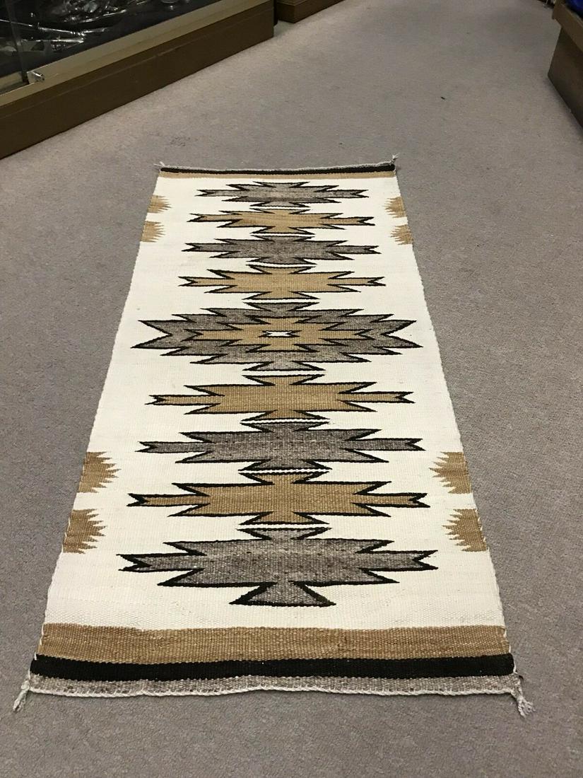 #5 Brown Gray-cream regional Navajo rug mid century (1 of 6)
