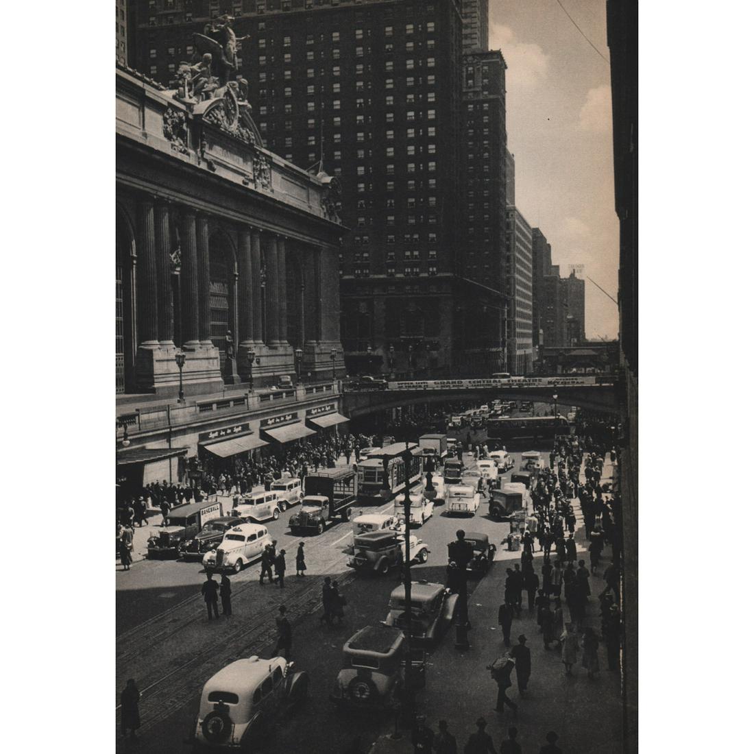 MARIO BUCOVICH - 42nd Street, New York: Artist: MARIO BUCOVICH Print Title: 42nd Street, New York, Grand Central Station on the left Medium: Sheet-fed Gravure Printing Date: 1930's Printed in the USA Image Size approx: 8 x 11.5 inches Mario