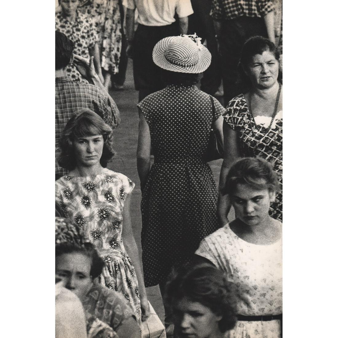 WILLIAM KLEIN - The Quiet Center of an introspective: Artist: WILLIAM KLEIN Print Title: The Quiet Center of an introspective Crowd, Moscow Medium: Sheet-fed Gravure Printing Date: 1960's Printed in Japan Image Size Approx. 9 X 13.5 inches William Klein
