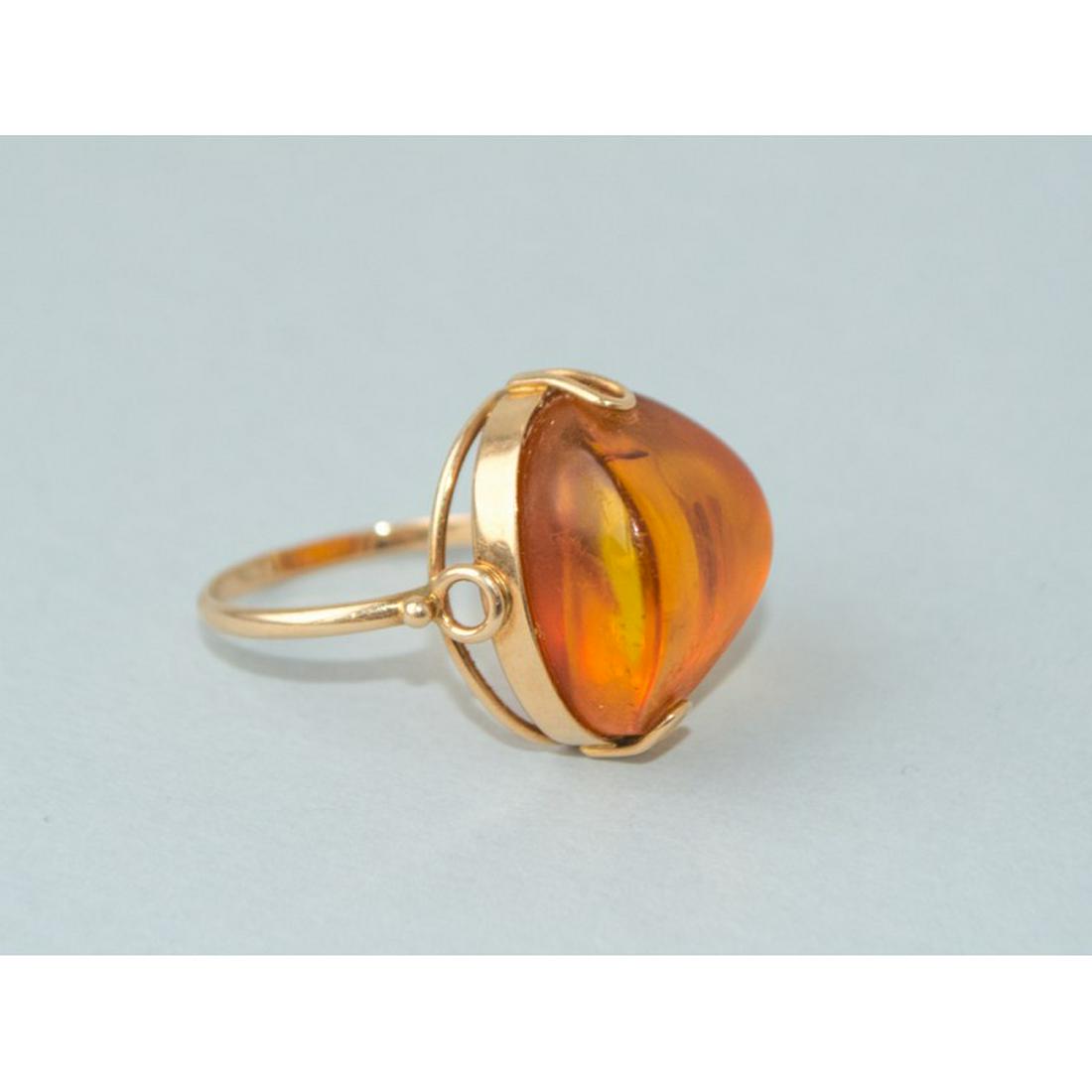 Investment 14K gold ring with natural Baltic amber (5,2 (1 of 8)