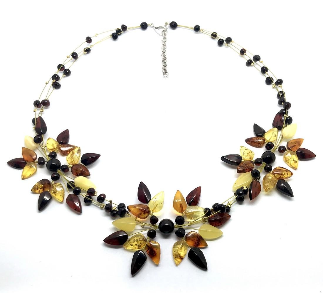 Exclusive floral necklace hand carved Baltic amber (1 of 6)