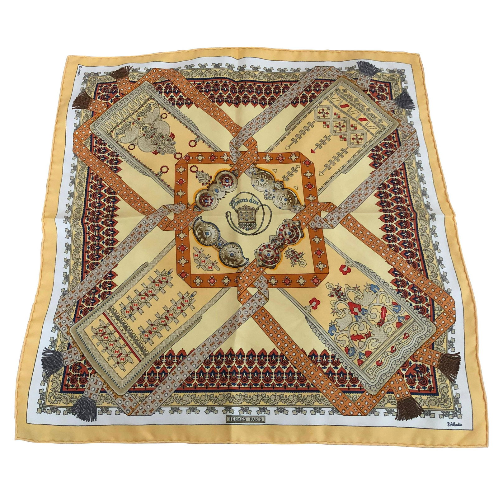 1982 Hermes "Brins D'or" Silk Square 17"x16.5" (1 of 10)