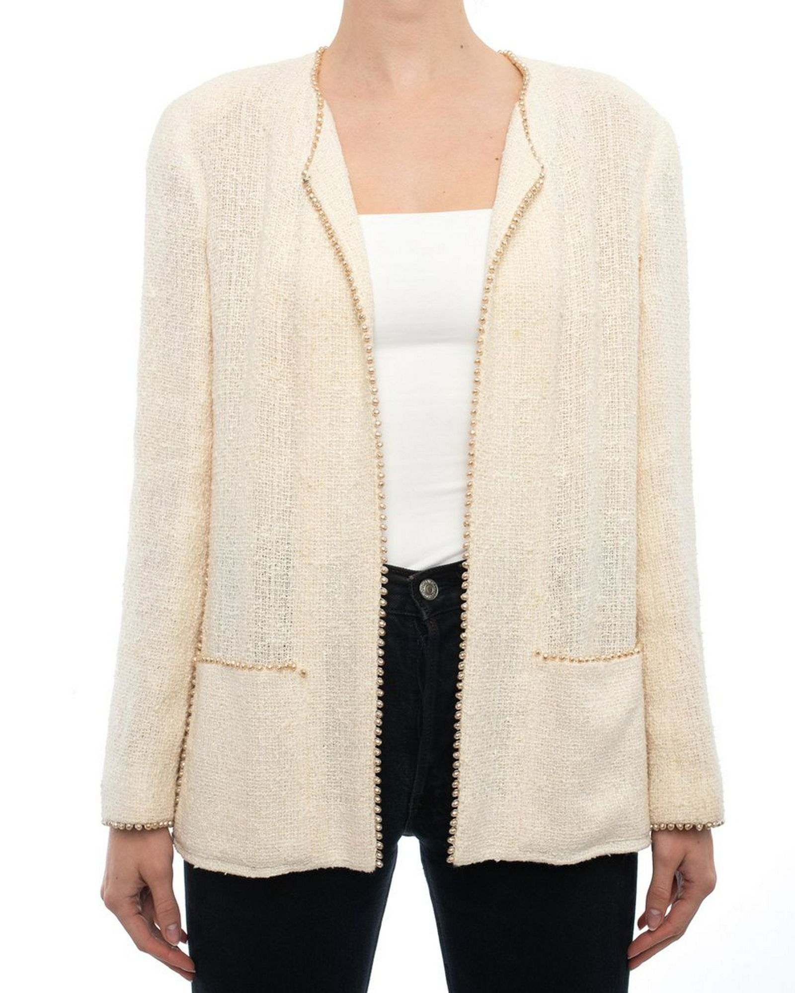 Chanel 99P Vintage Ivory Jacket with Faux Pearl Trim - (1 of 7)