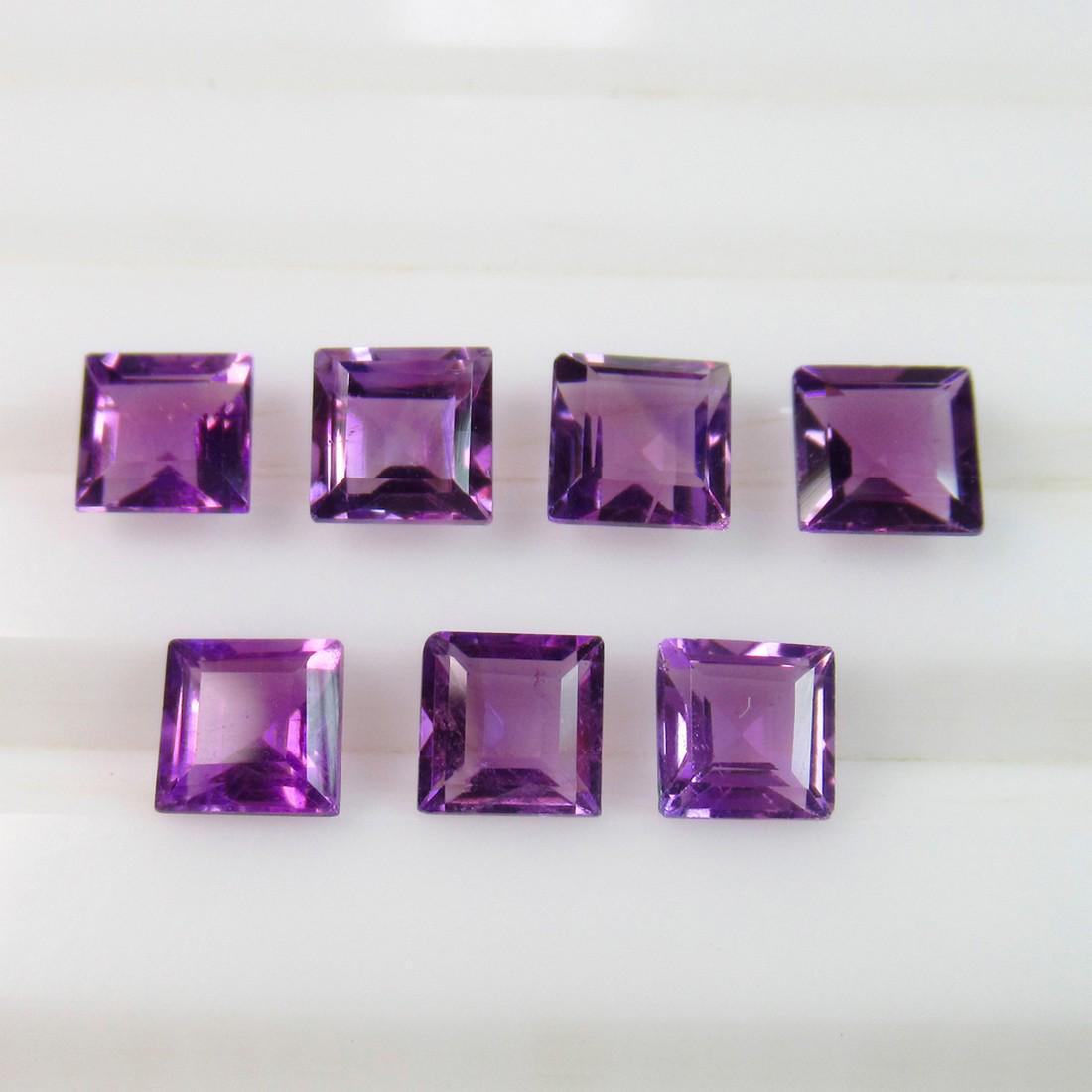 4.13 Ct Genuine 7 Purple Amethyst Square Necklace Set (1 of 2)