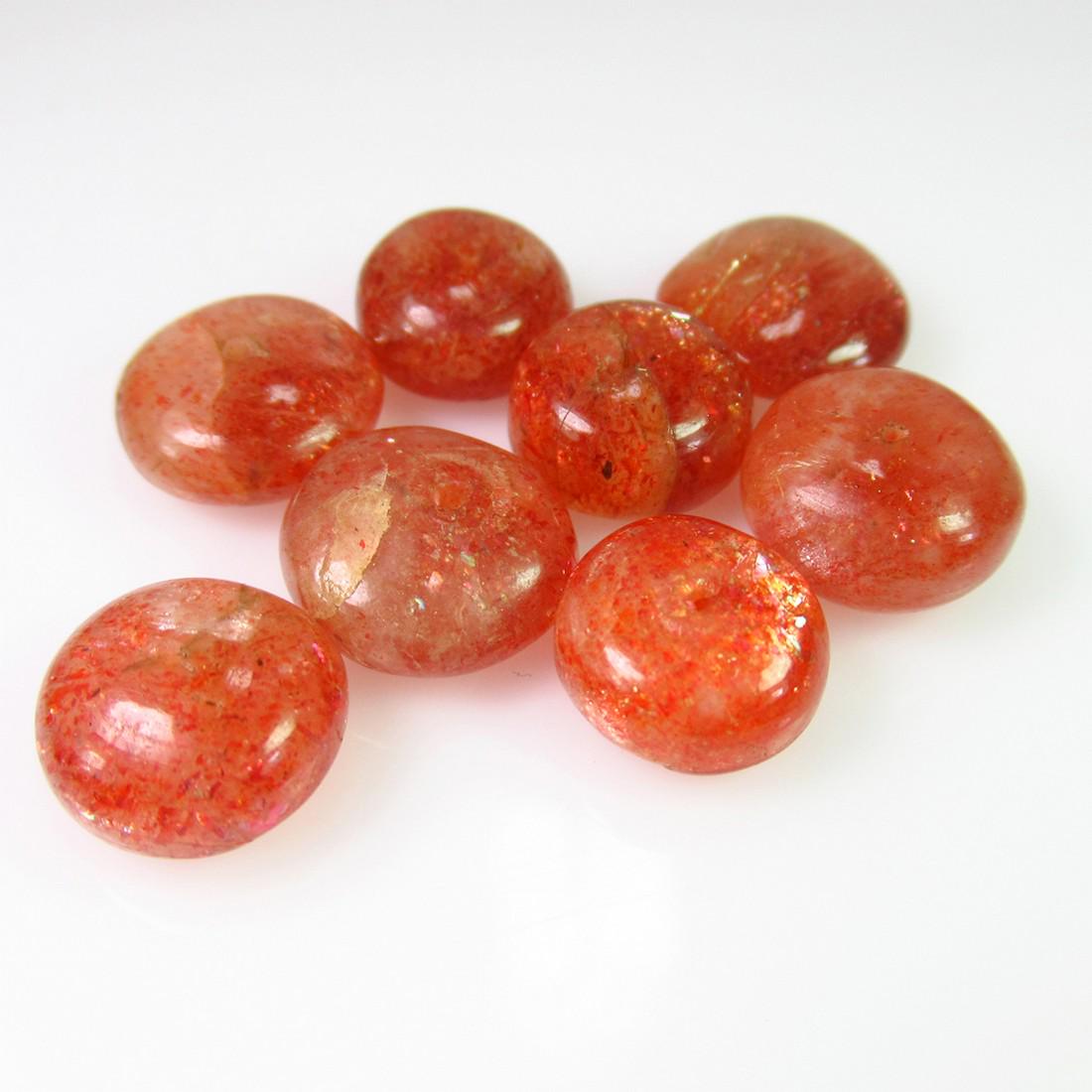 44.14 Ct Genuine 8 Orange Sunstone Drilled Round Beads (1 of 2)
