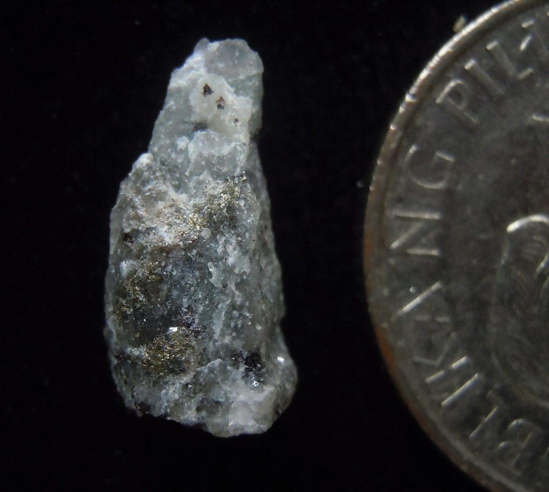 GOLD ORE FROM MOTHER LODE VEIN: Title: GOLD ORE FROM MOTHER LODE VEIN Origin: Gango, Libona, Bukidnon, Mindanao, Philippines Size: 1.4x0.65x0.5 cm / 0.55 gram Description: dark grey, crystalline quartz with crystalline galena and py