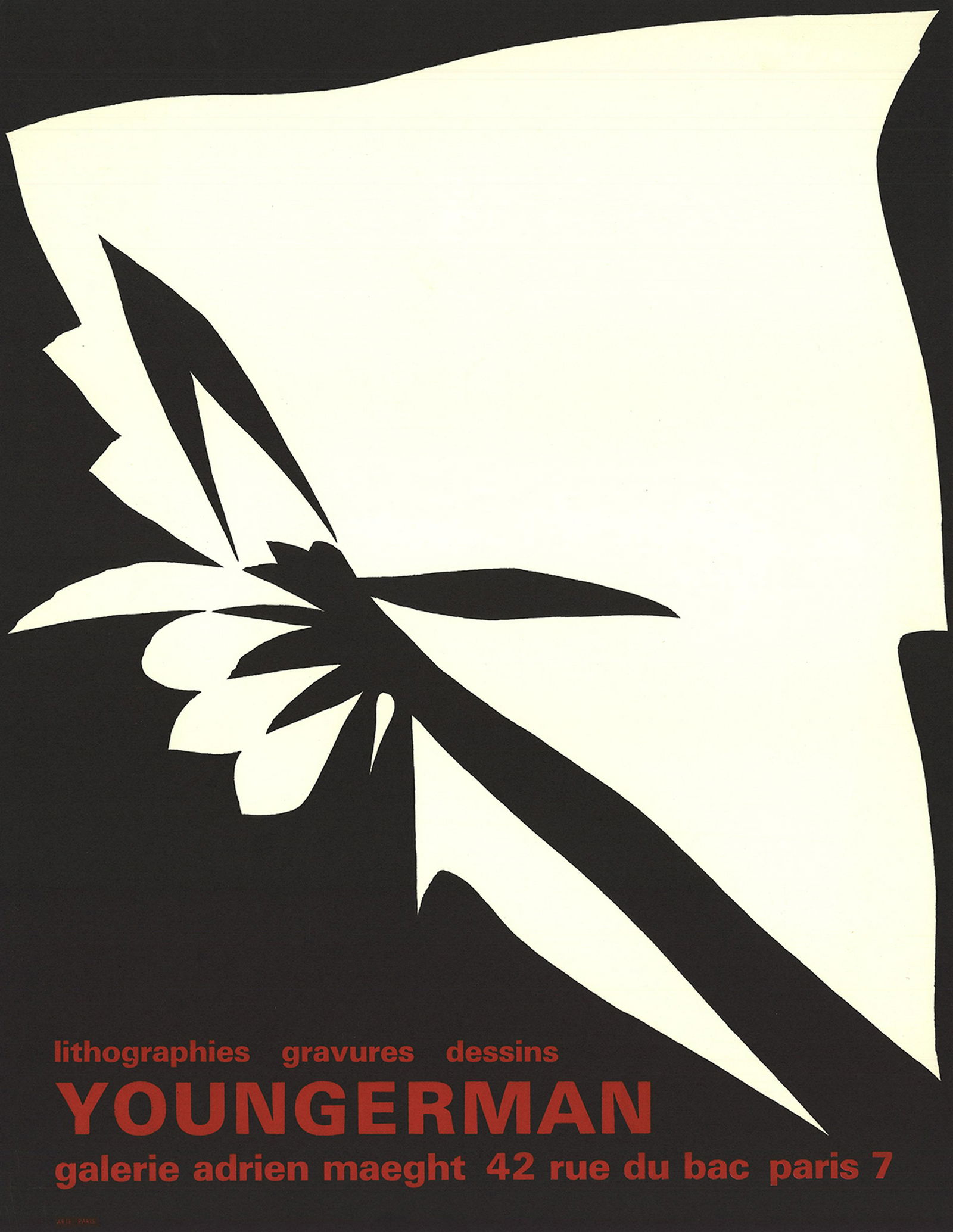 Jack Youngerman: Lithographs, Engravings, Drawings: Lithographs, Engravings, Drawings by Jack Youngerman, 1962 Unsigned Lithograph. Paper size is 26.25 x 20 inches, with an image size of 24 x 19.5 inches. The Lithograph is from an unknown edition size.