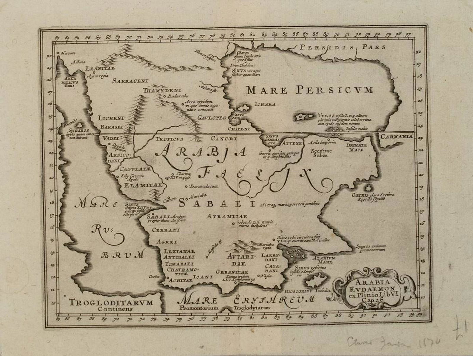 1661 Cluver/Jansson Map of the Arabian Peninsula -- (1 of 1)