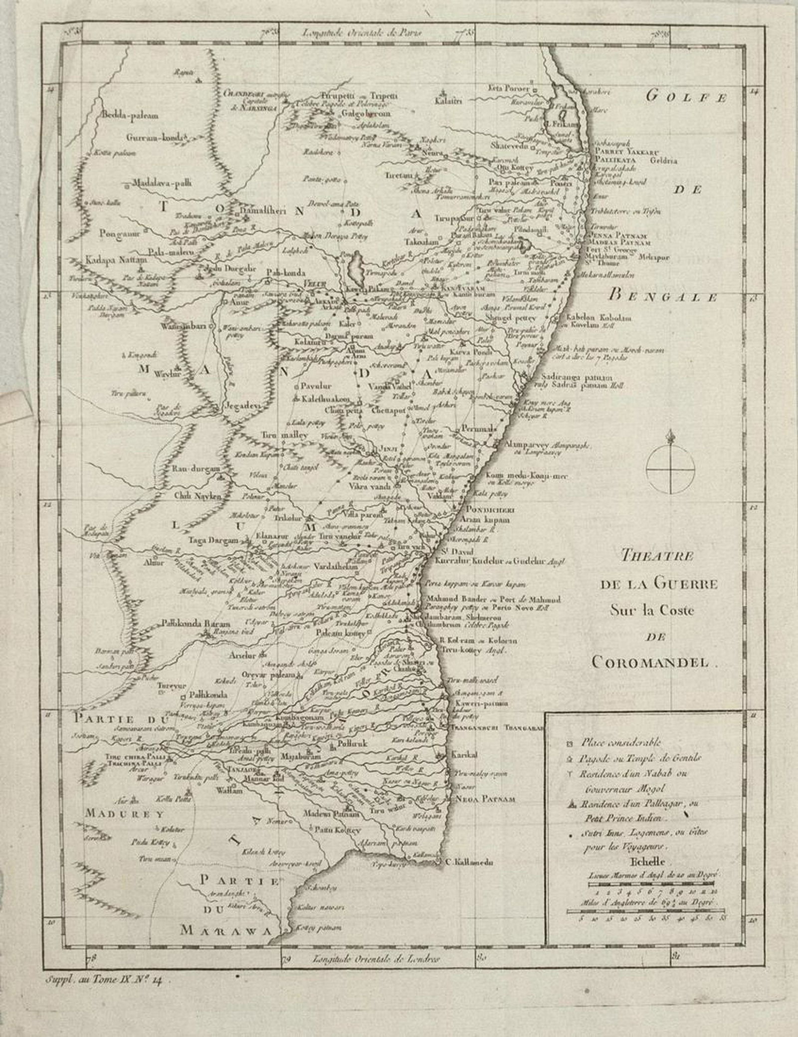 1760 Bellin Map of SouthEast India -- Theatre de La (1 of 1)