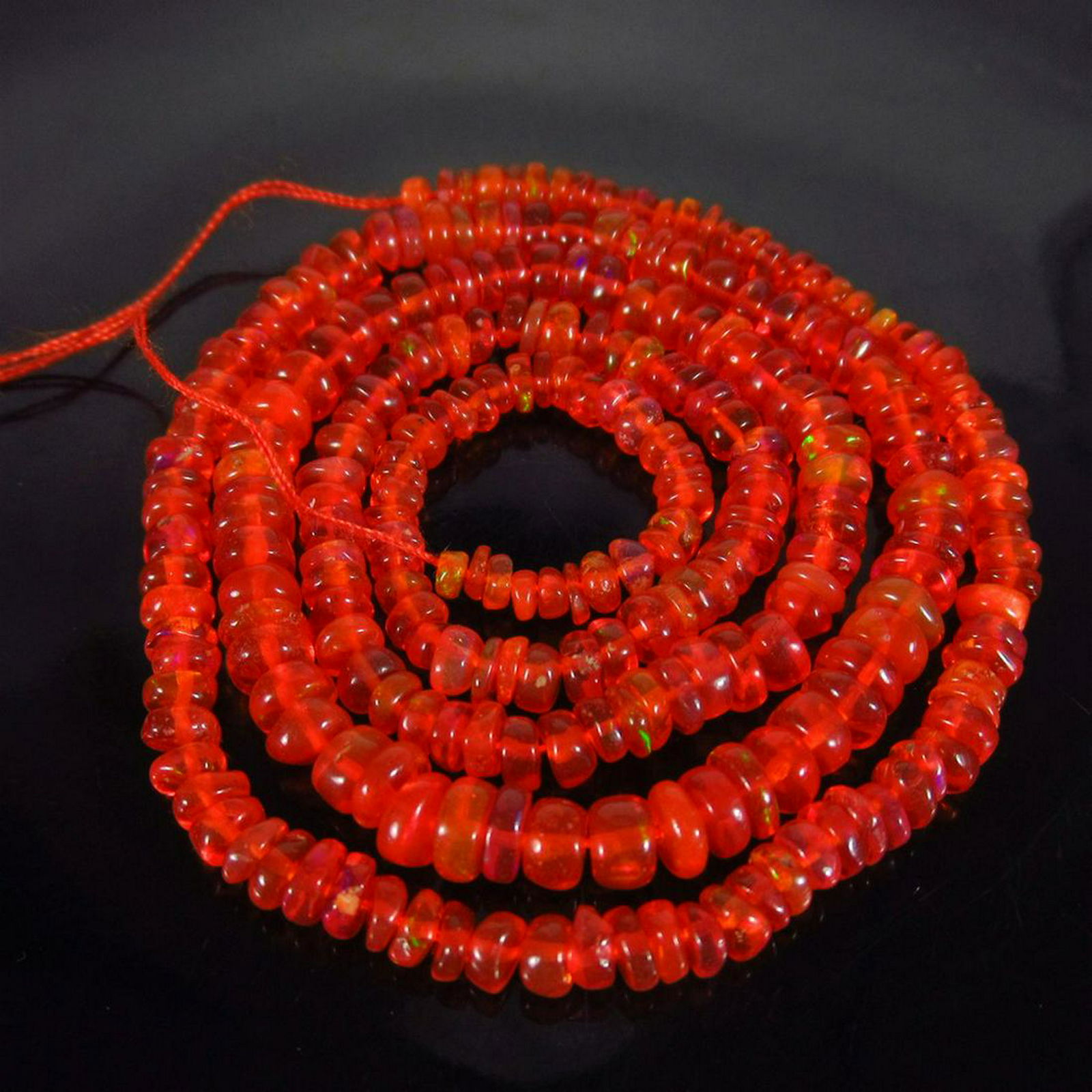 27.57 Ct Genuine 225 Orange Fire Opal Beads Necklace (1 of 2)