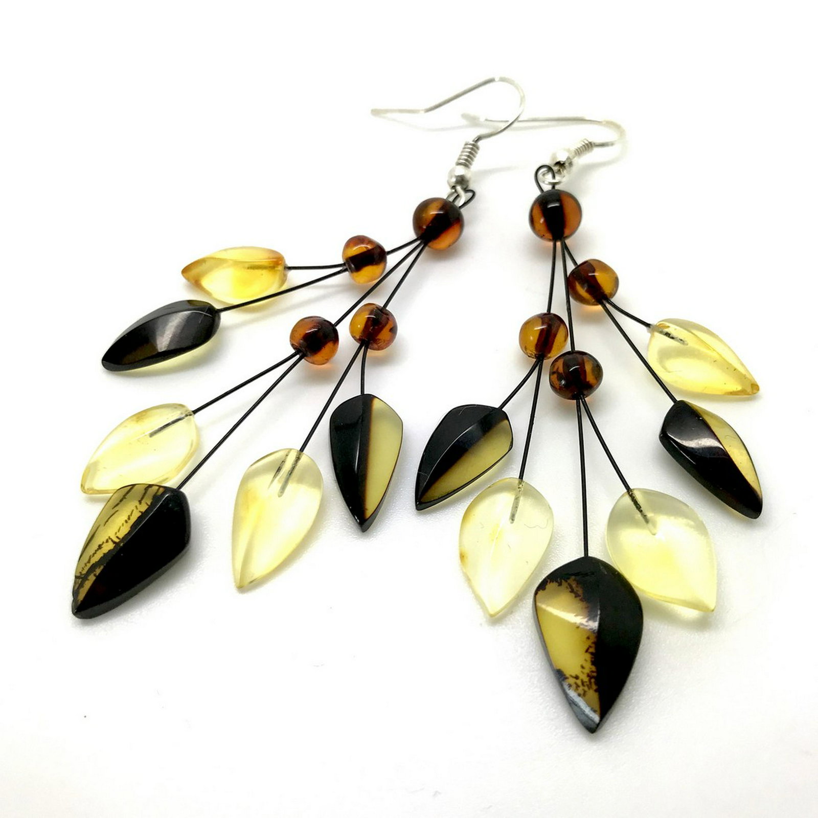 Hand carved Baltic amber chandelier earrings (1 of 7)