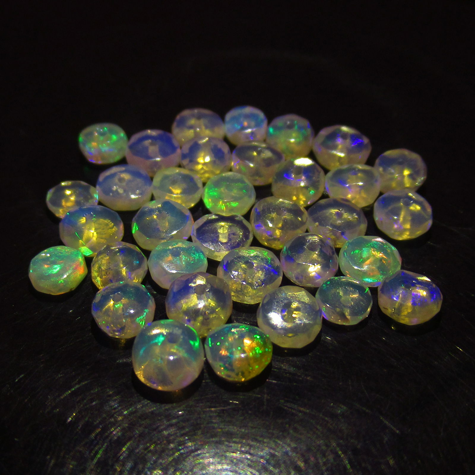 7.49 Ct Genuine 34 Drilled Round Faceted Opal Beads (1 of 2)