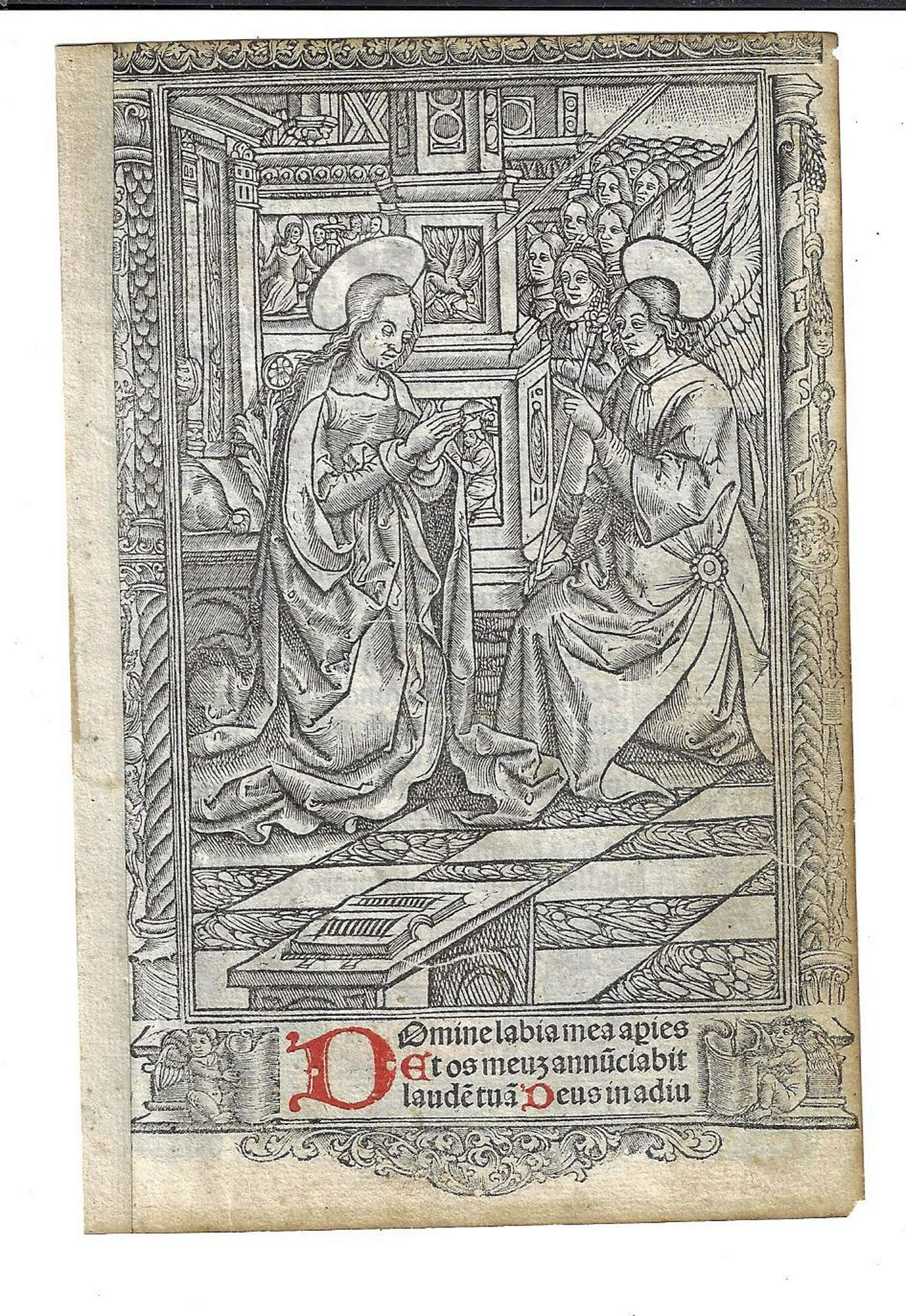 16th C Beautiful Illustrated Catholic Prayer Leaf (1 of 2)