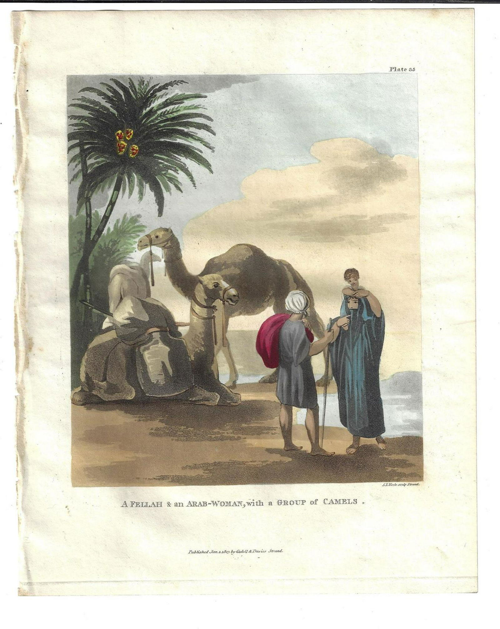 1803 Handcolored Litho Fellah and Arab Woman (1 of 1)