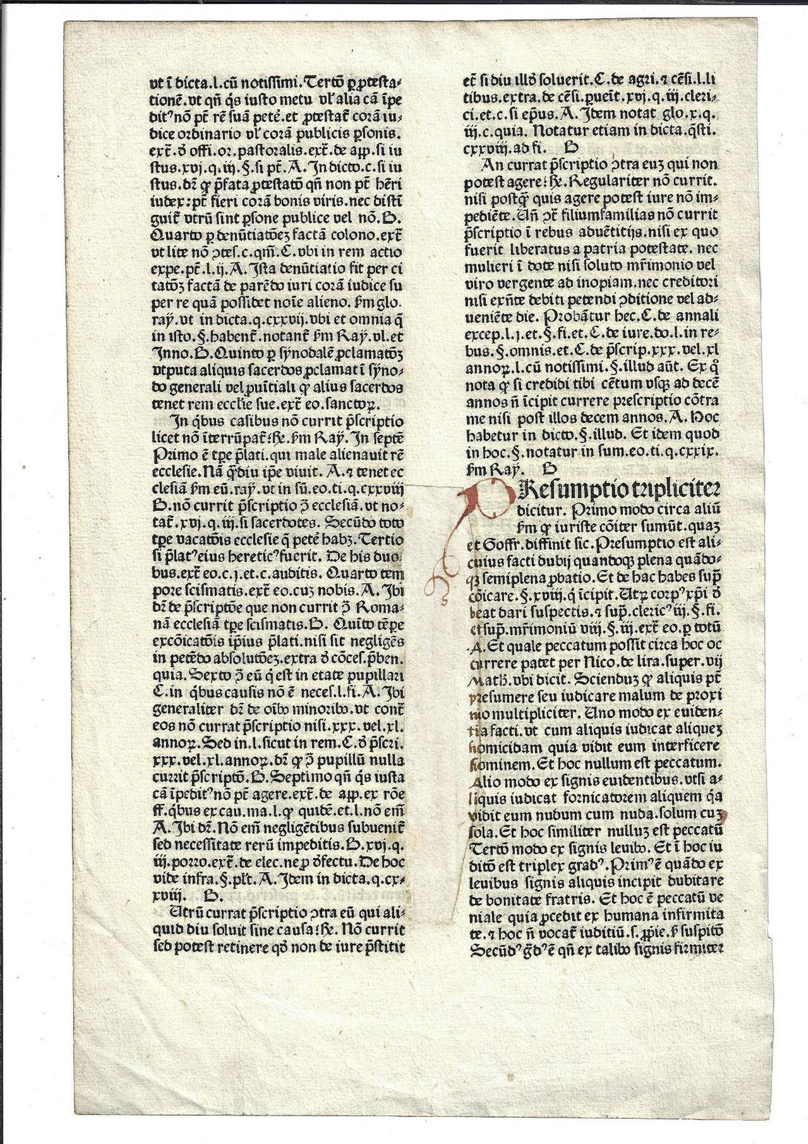 1475 Rare Printed Incunabula Leaf (1 of 2)
