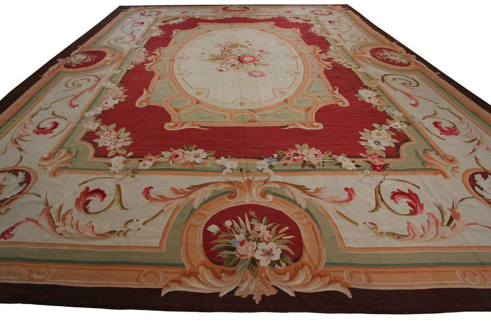 Rare Antique French Aubusson Rug Napoleon III Red Fine (1 of 12)