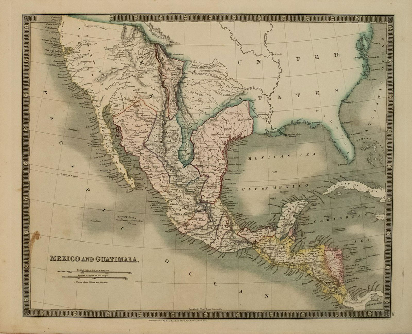 1831 Teesdale Map Of Mexico And Central America