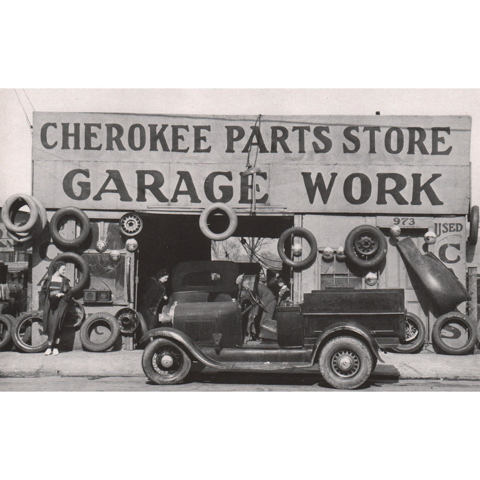 WALKER EVANS - Garage in Southern City Outskirts, 1936: Artist: WALKER EVANS Print Title: Garage in Southern City Outskirts, 1936 Medium: Photo-engraving Printing Date: 1930's Printed in the USA Image Size: 7 X 4.5 inches Walker Evans (1903-1975) was an Am