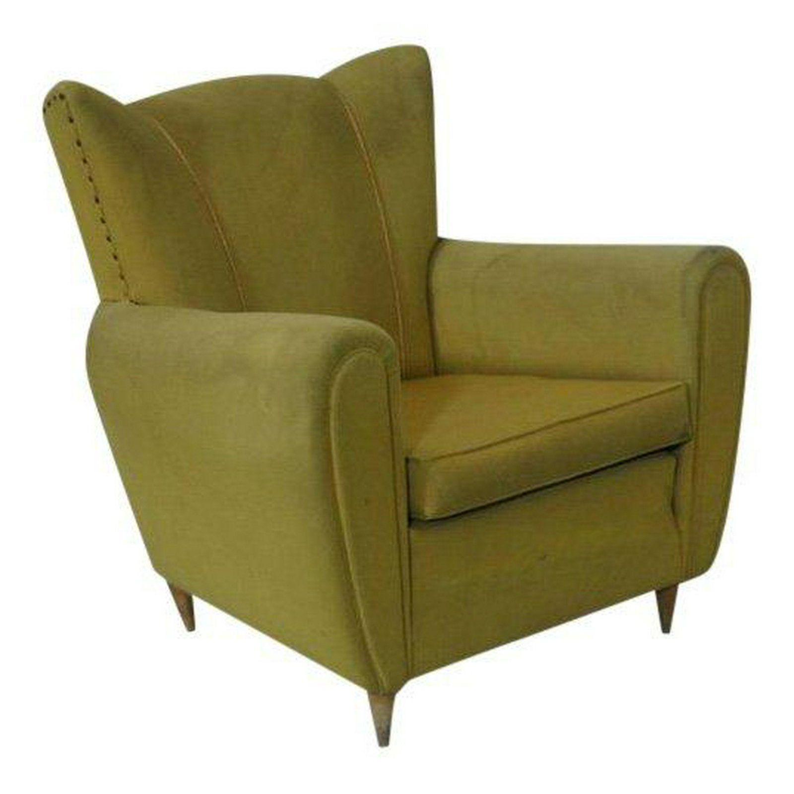 Émile-Jacques Ruhlmann Style: Condition; Good; Dimensions; Height: 33" / 83.82cm Depth: 34" / 86.36cm Width: 29" / 73.66cm Seat Height: 15" / 38.1cm; No. of Items; 1; Description; 1950s Vintage Single Elegant Lounge Chair Original