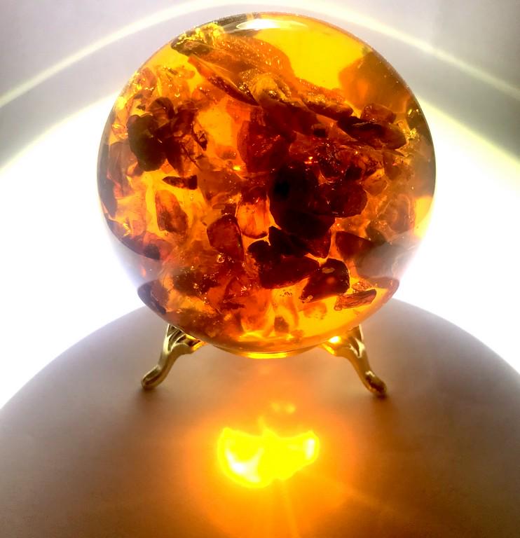 Huge amber ball sphere ø75mm + stand (1 of 9)