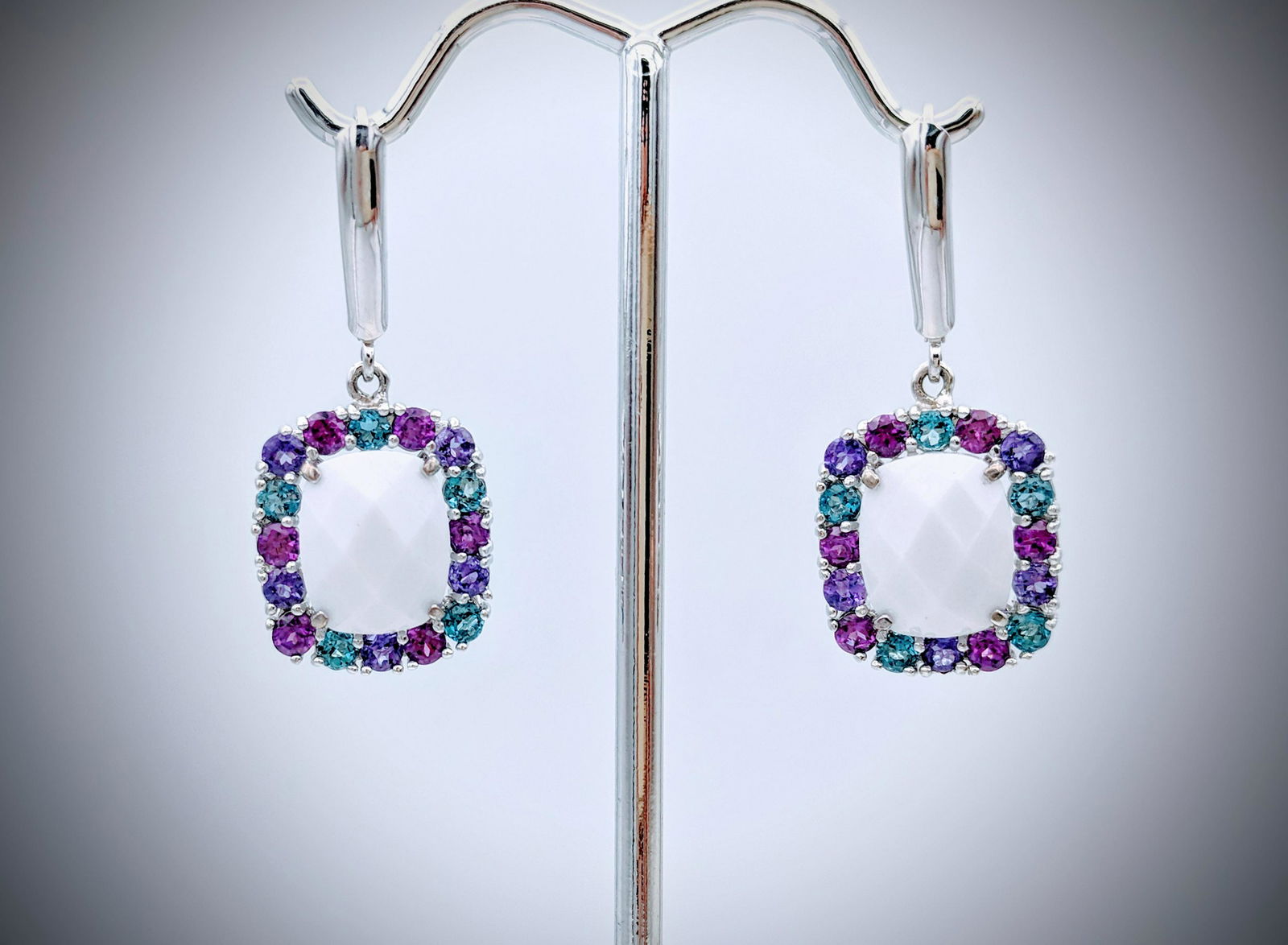 Sterling Silver White Onyx & Multicolored Gemstone (1 of 3)