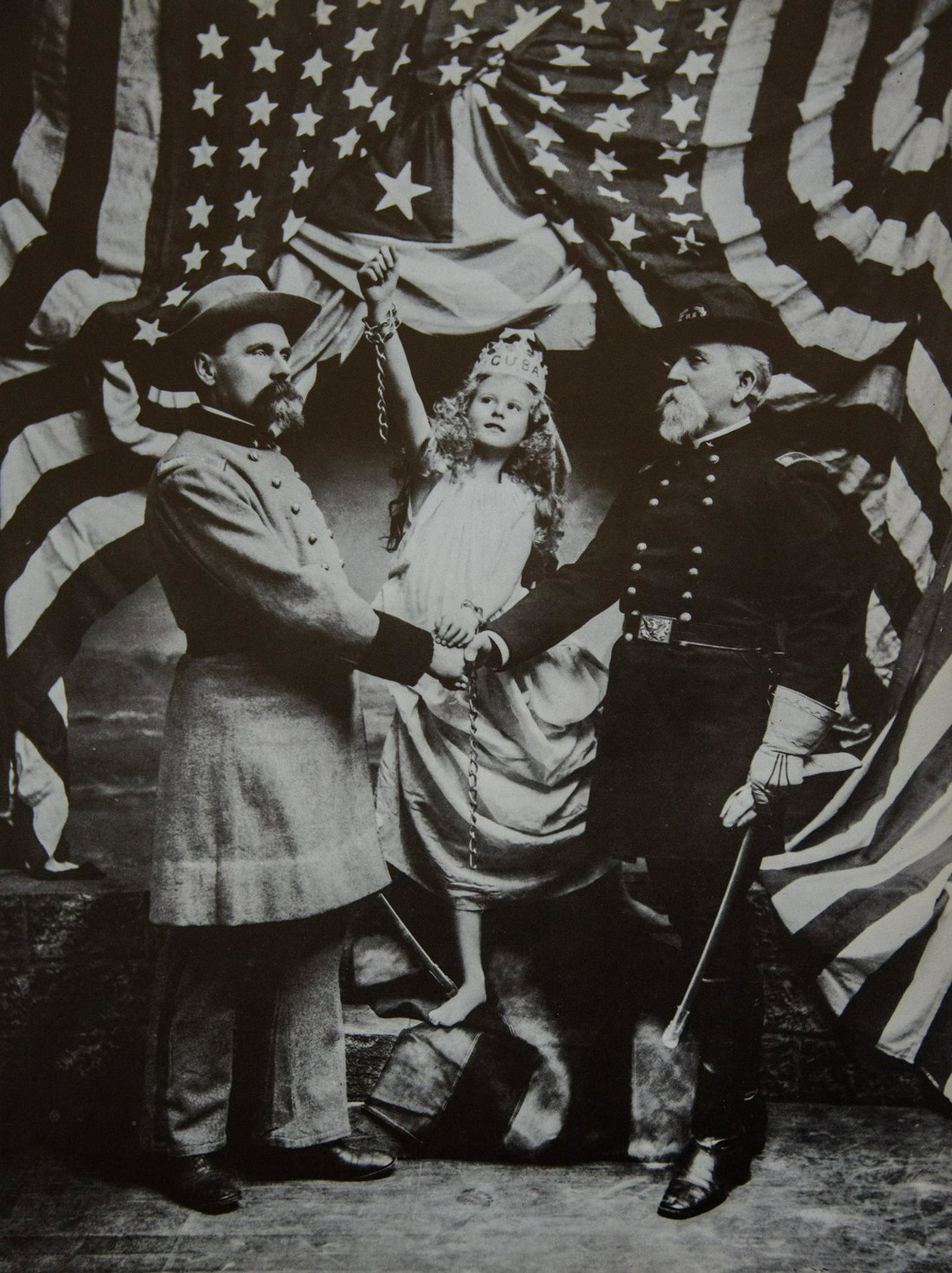 CAPT. FRITZ W. GUERIN - Cuba Libre, 1898: Artist: Capt. Fritz W. Guerin Title: Spanish American War Tableaux, 1898 Medium: Photo Litho, 1978, USA Dimensions: 10.15x13.35" Heat Wax Mounted on 14x18" Conservation Board Fitz W. Guerin (1846 - 19
