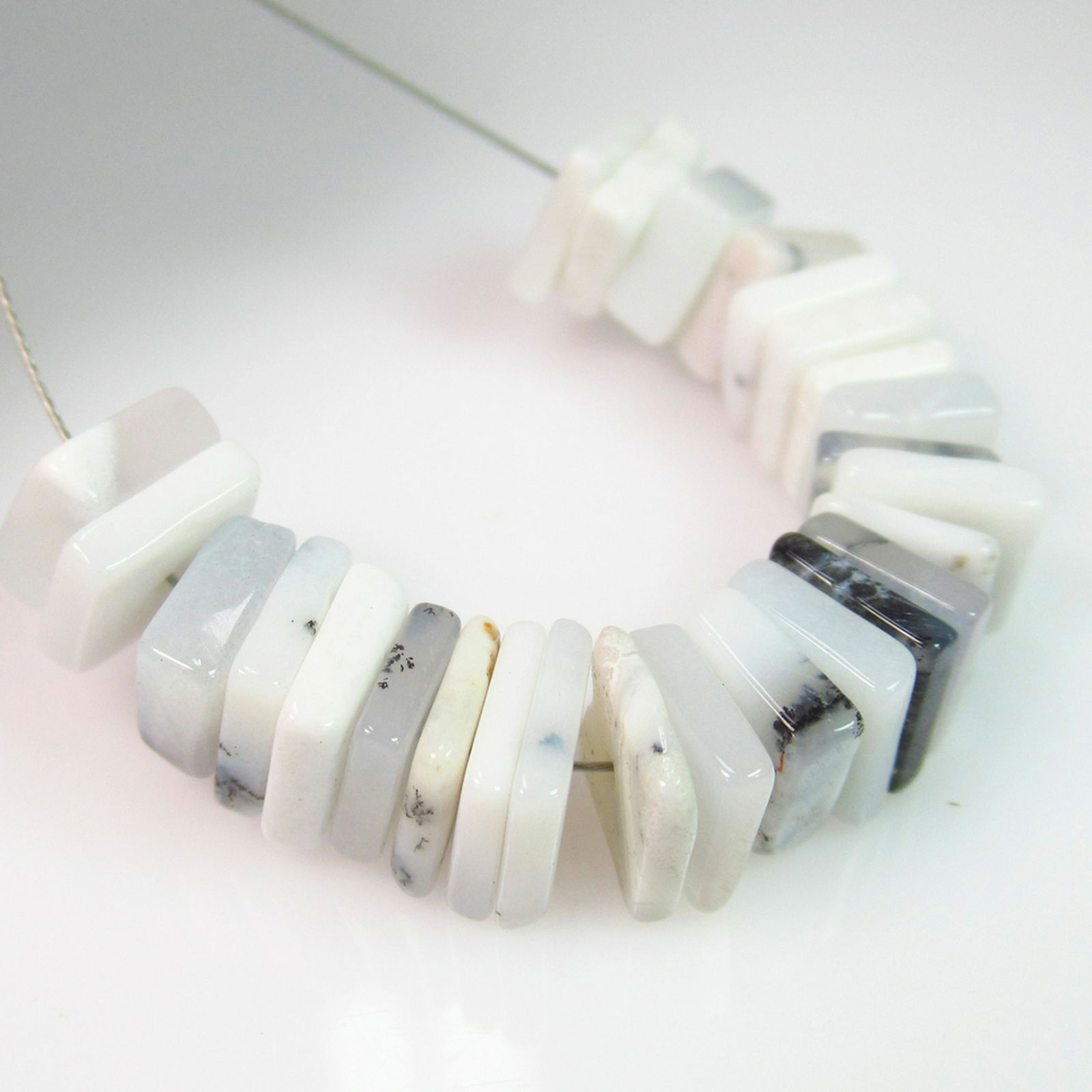 29.09 Ct Genuine 26 White Dendrite Opal Square Beads (1 of 2)