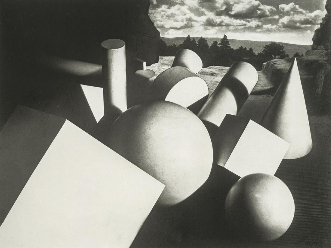 HERBERT BAYER - Metamorphosis, 1936: Artist: Herbert Bayer Title: Metamorphosis, 1936 Medium: Photo Litho, 1989, USA Dimensions: 7.9x5.9" Heat Wax Mounted on 8.5x11" Conservation Board Herbert Bayer (1900-1985) was an Austrian and Americ