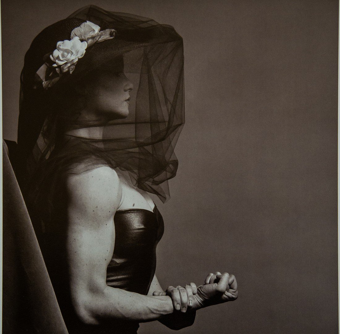 ROBERT MAPPLETHORPE - Lisa Lyon, 1982 (with Veil): Artist: Robert Mapplethorpe Title: Lisa Lyon, 1982 (with Veil) Medium: Photo Litho, 2002, Italy Dimensions: 9.25x9.25" Heat Wax Mounted on 11x14" Conservation Board Robert Mapplethorpe was an American