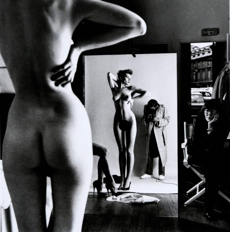 HELMUT NEWTON - Self Portrait with Wife and Models,: Artist: Helmut Newton Title: Self Portrait with Wife and Models, 1981 Date Printed: 2008 Medium: Photo Litho with Copyright Helmut Newton /TDR Printer Location: Italy Size: 15x15 cm - 5.9x5.9 inch Mou