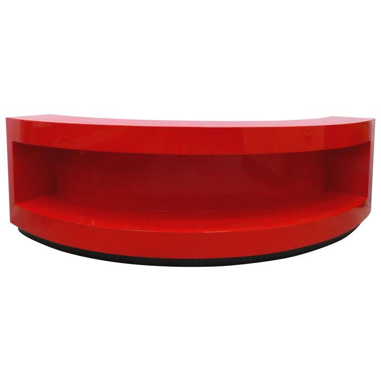 Art Deco Curved Red Lacquer Bookcase by Paul Laszlo: Art Deco Curved Red Lacquer Bookcase by Paul Laszlo This spectacular custom bookcase was designed by Paul Laszlo (1900-1993) in the late 1930s for his home in Beverly Hills, California. The beautifull