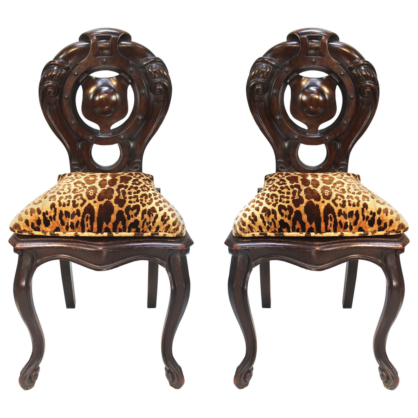 Victorian Shield Back Boudoir Chairs With Loose Velvet Sep 14