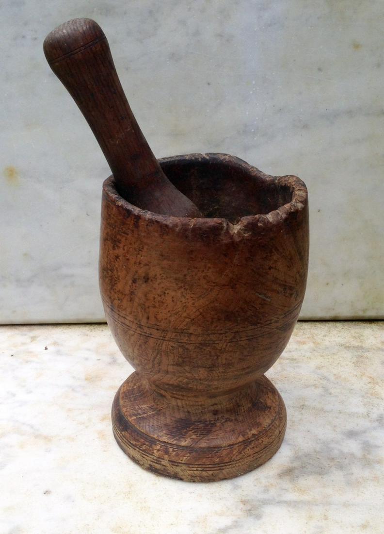 C1800 Burl Mortar With Chestnut Pestle (1 of 7)