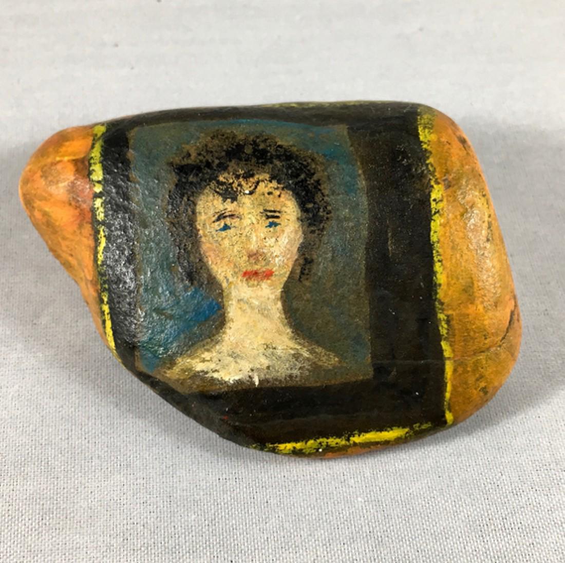 Painted Portrait on a Palm-Size Rock (1 of 4)
