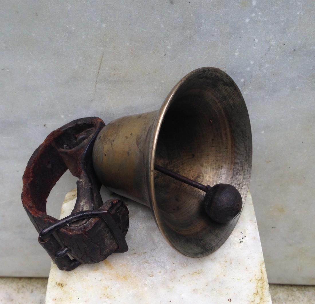 19thc Brass Cow Bell With Leather Strap (1 of 4)