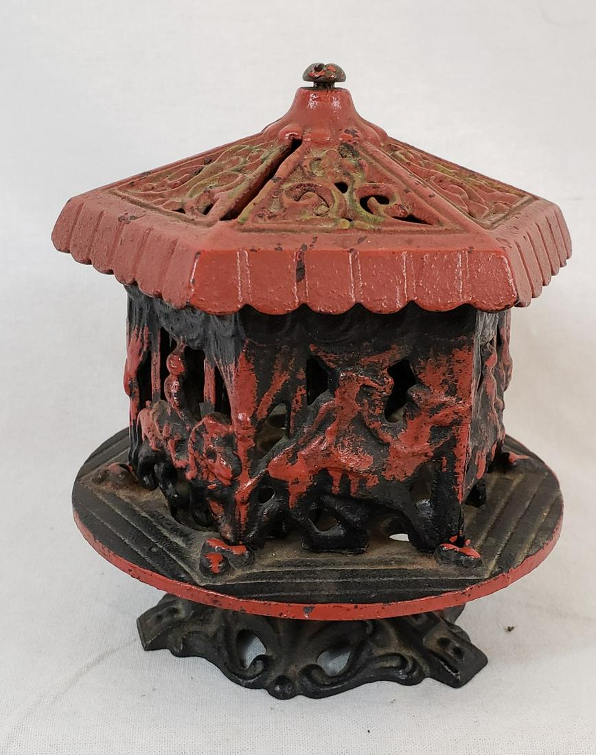 Cast Iron Carousel Bank Ca 1950's (1 of 6)