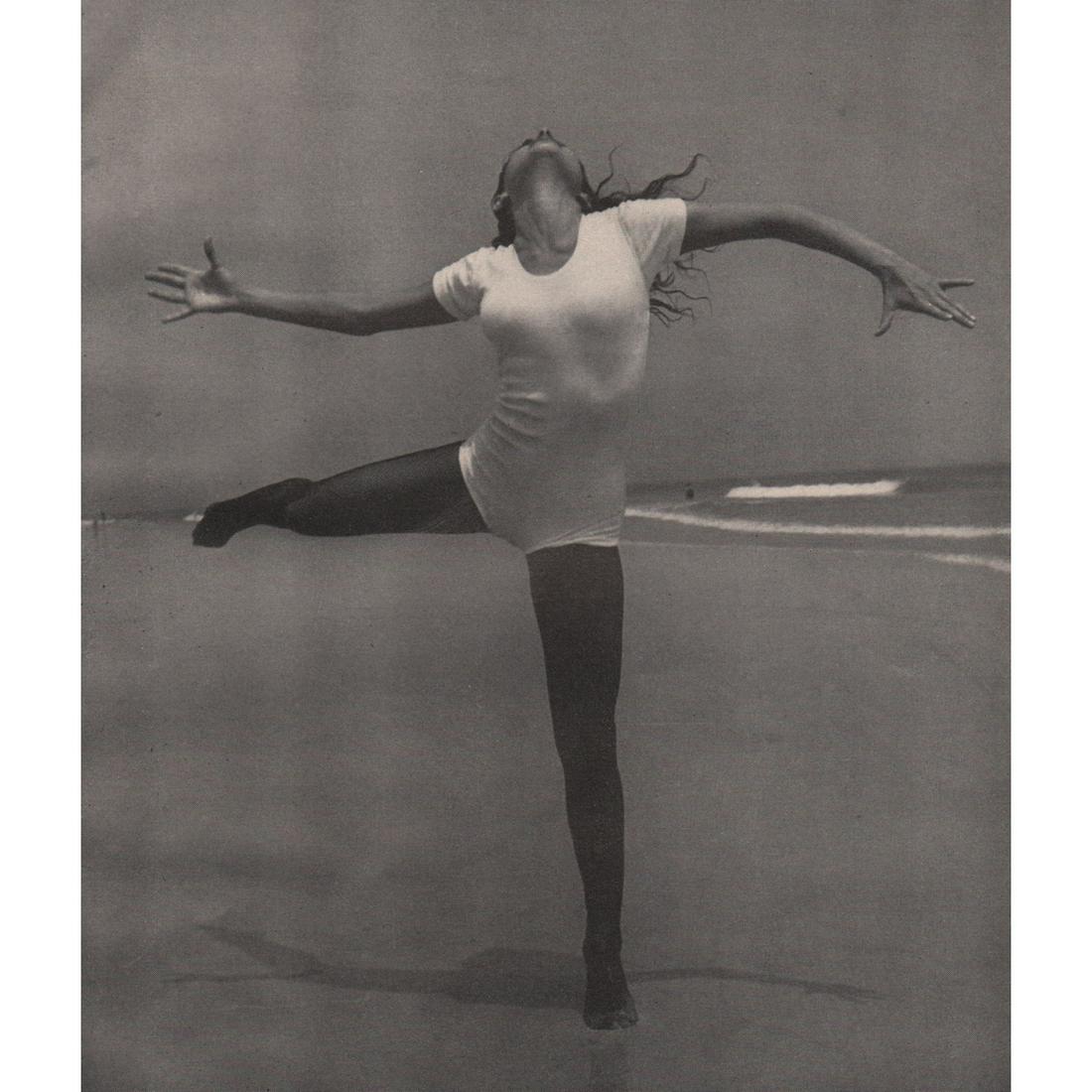 ANDRE DE DIENES - Exuberance: Artist: ANDRE DE DIENES Print Title: Exuberance - Shirley Levitt on Cape Cod Medium: Sheet-fed Gravure Printing Date: 1950s Printed in the USA Image size approx. 7 x 8.25 inches Andre De Dienes (1913-