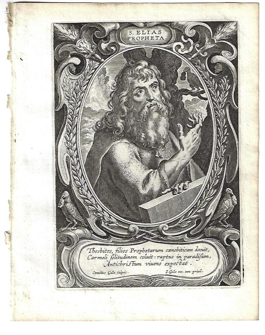 1634 Fine Engraving of Saint Elias by Galle (1 of 1)