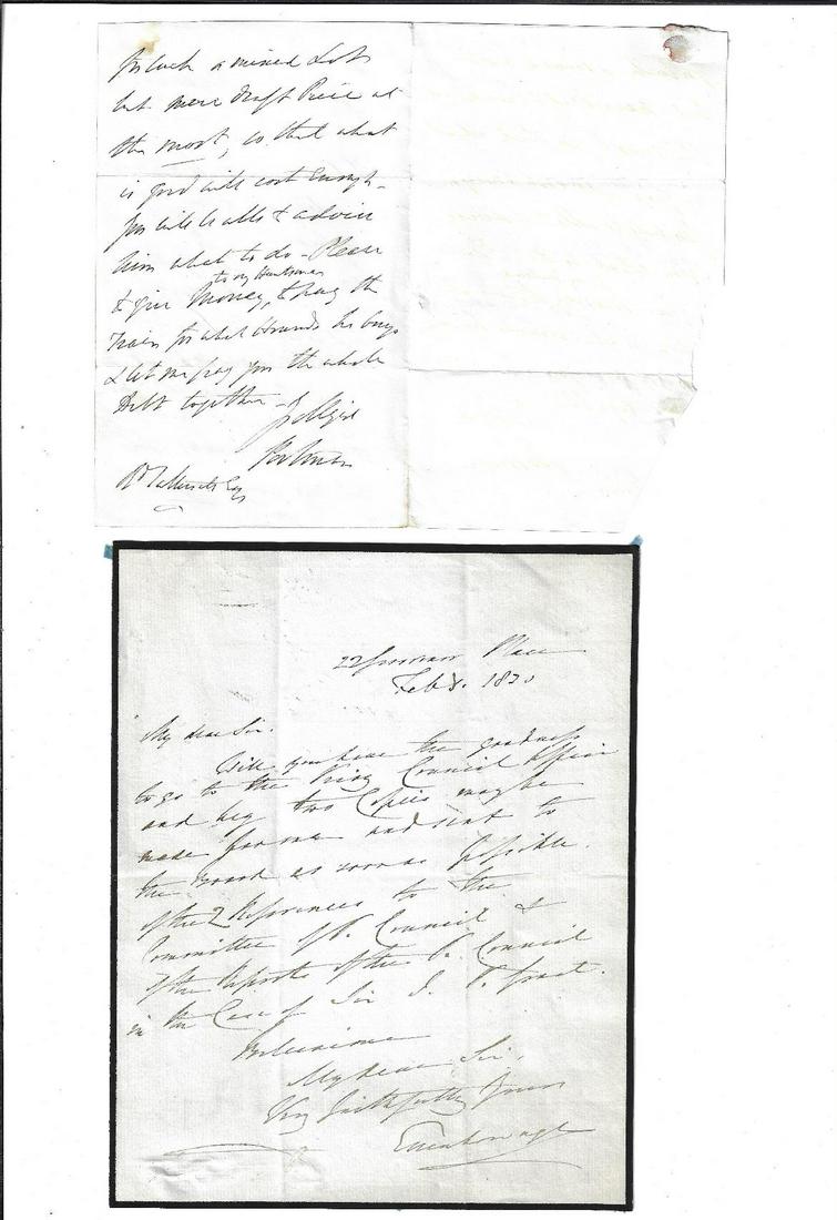 Three 19th C English Letters of Notables (1 of 3)