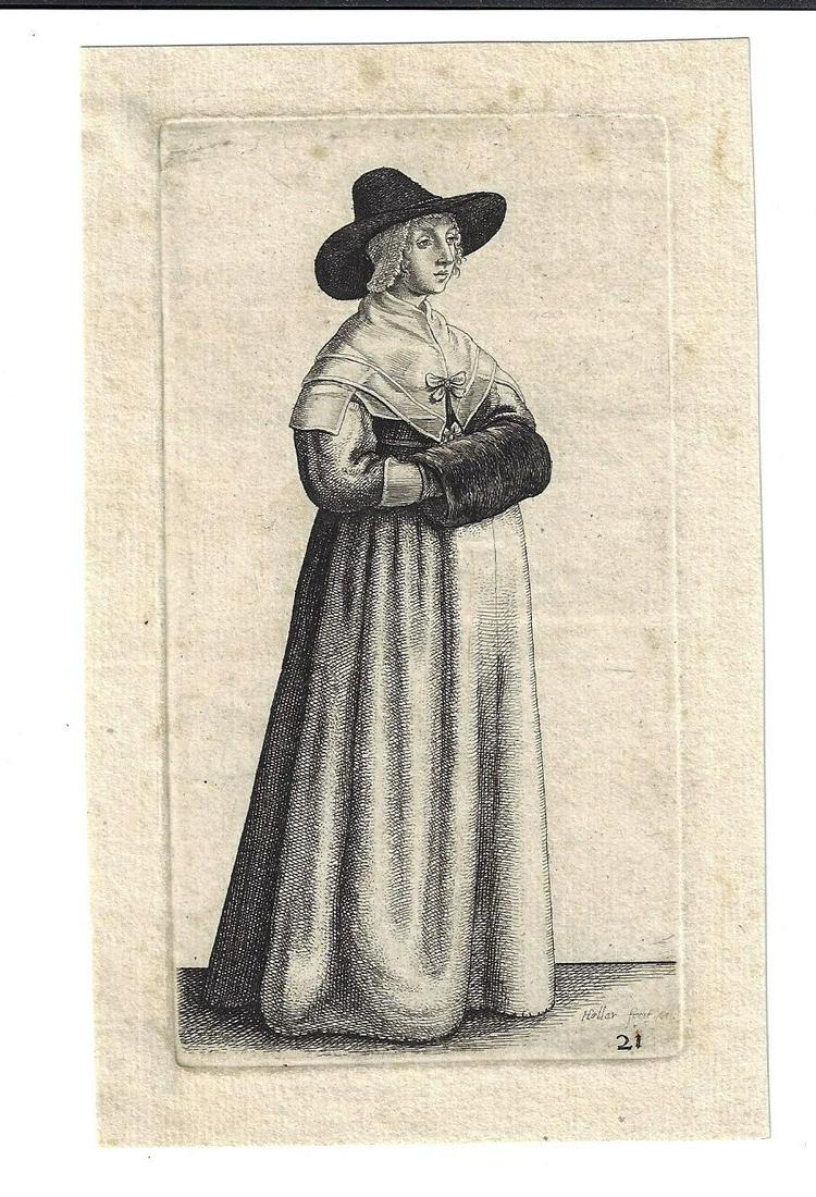 c1650 Engraving Wenceslaus Hollar Women's Fashion (1 of 1)