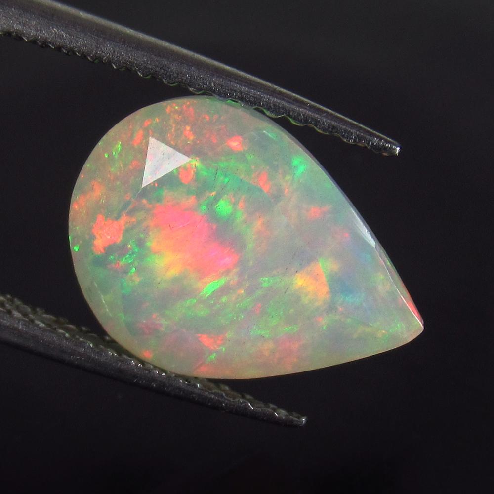 2.57 Ct Genuine Multi-Color Fire Faceted Opal Pear Cut (1 of 2)