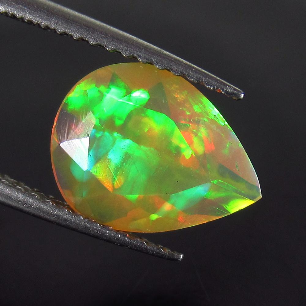 1.25 Ct Genuine Multi-Color Fire Faceted Opal Pear Cut (1 of 2)