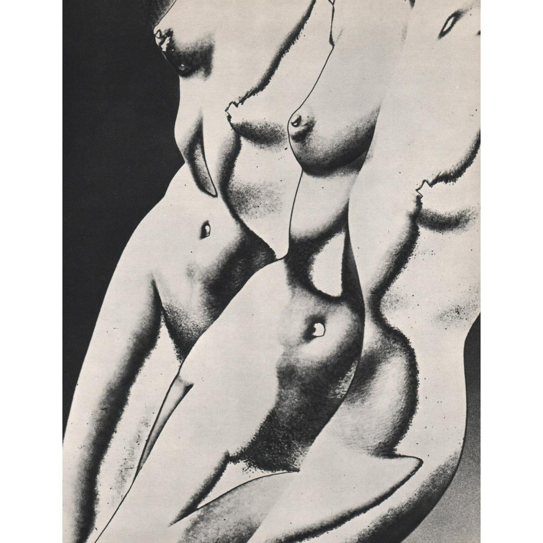 LUCIEN LORELLE - Nudes, Overprinted Solarizations: Artist: LUCIEN LORELLE Print Title: Nudes, Overprinted Solarizations Medium: Sheet-fed Gravure Printing Date: 1960's Printed in France Image Size approx: 7 x 9.5 inches Lucien Lorelle (1894-1968) was