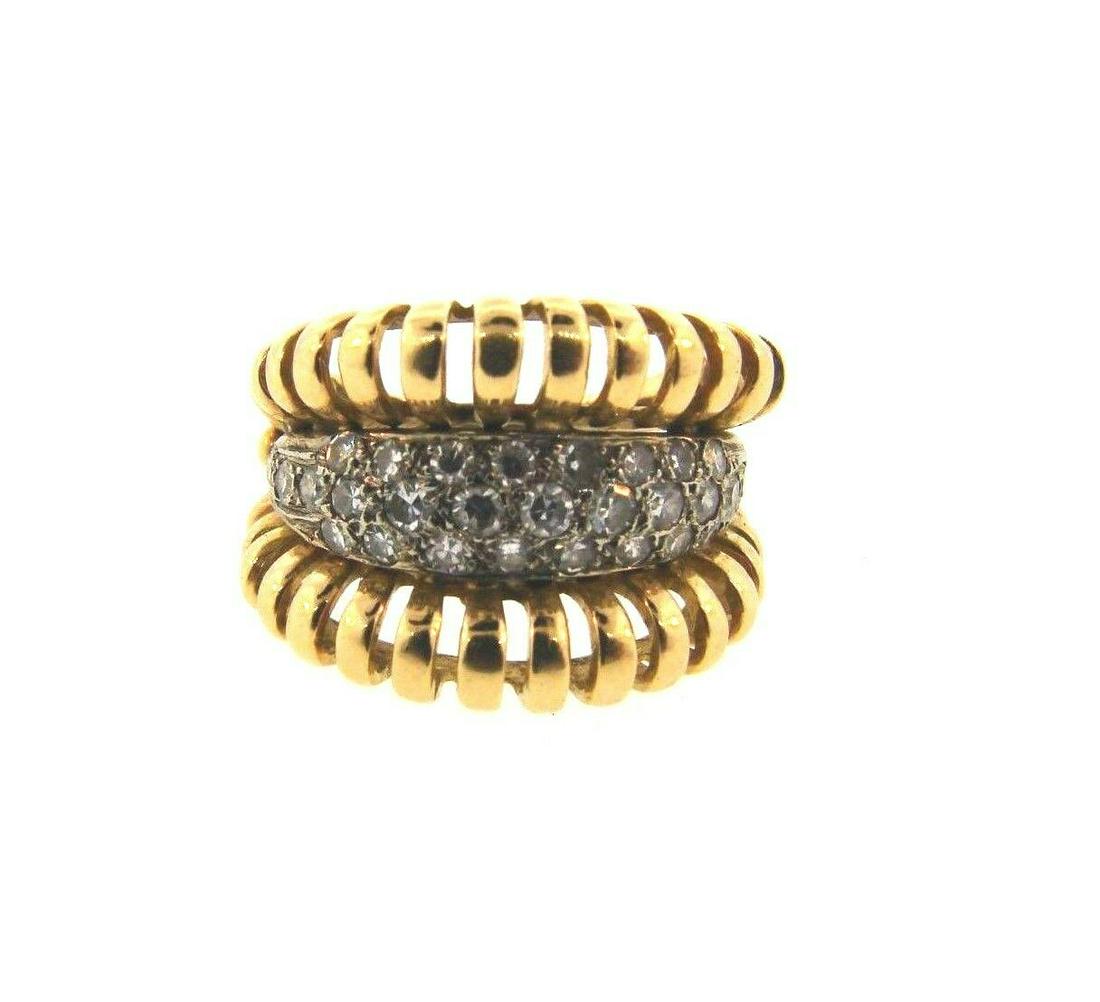 GORGEOUS Retro 14k Yellow & White Gold & Diamond Pinky: 14k Yellow & White Gold & Diamond Ring Â· Wonderful ring that is a necessity in your collection. Â· The weight is 6.1 grams. Â· The length is ¾ of an inch. The width is 3/16 of an inch. T