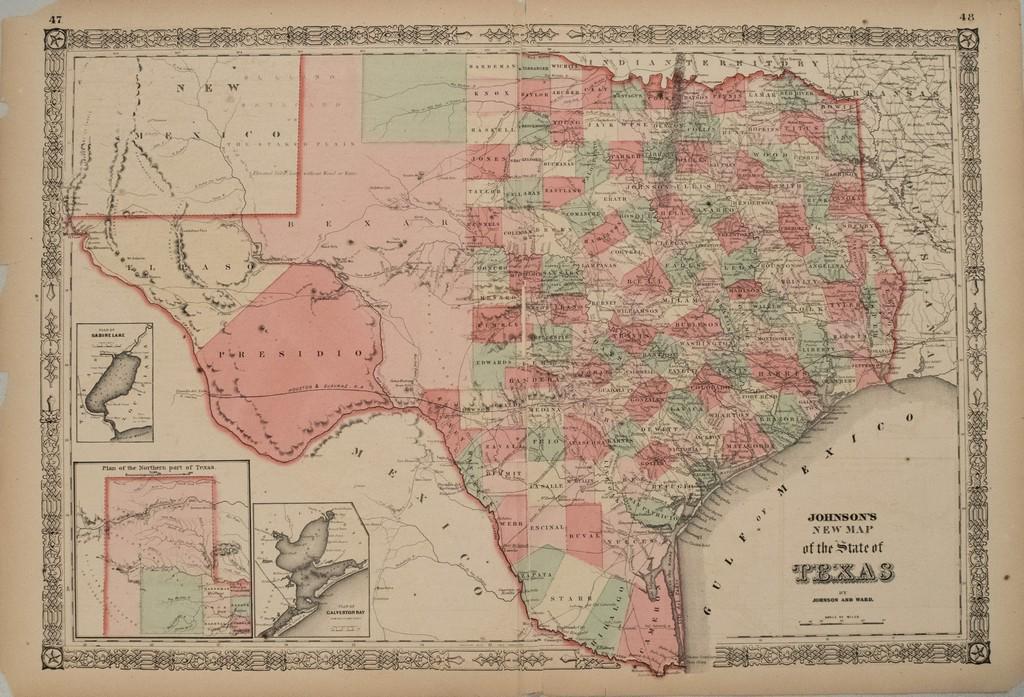 1864 Johnson Map of Texas -- Johnson's New Map of the (1 of 1)