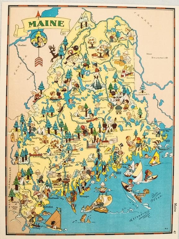 1938 R Taylor White Pictorial Map of Maine -- Maine (1 of 1)