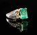Natural Colombian Emerald Diamond Ring 18K White Gold - 3